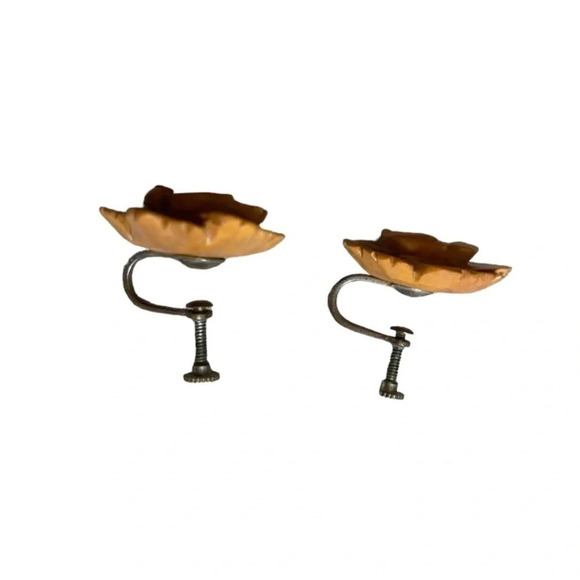 BAKELITE Antique 1920s Butterscotch Rose Pendant on Original Chain & Earrings - Picture 11 of 13